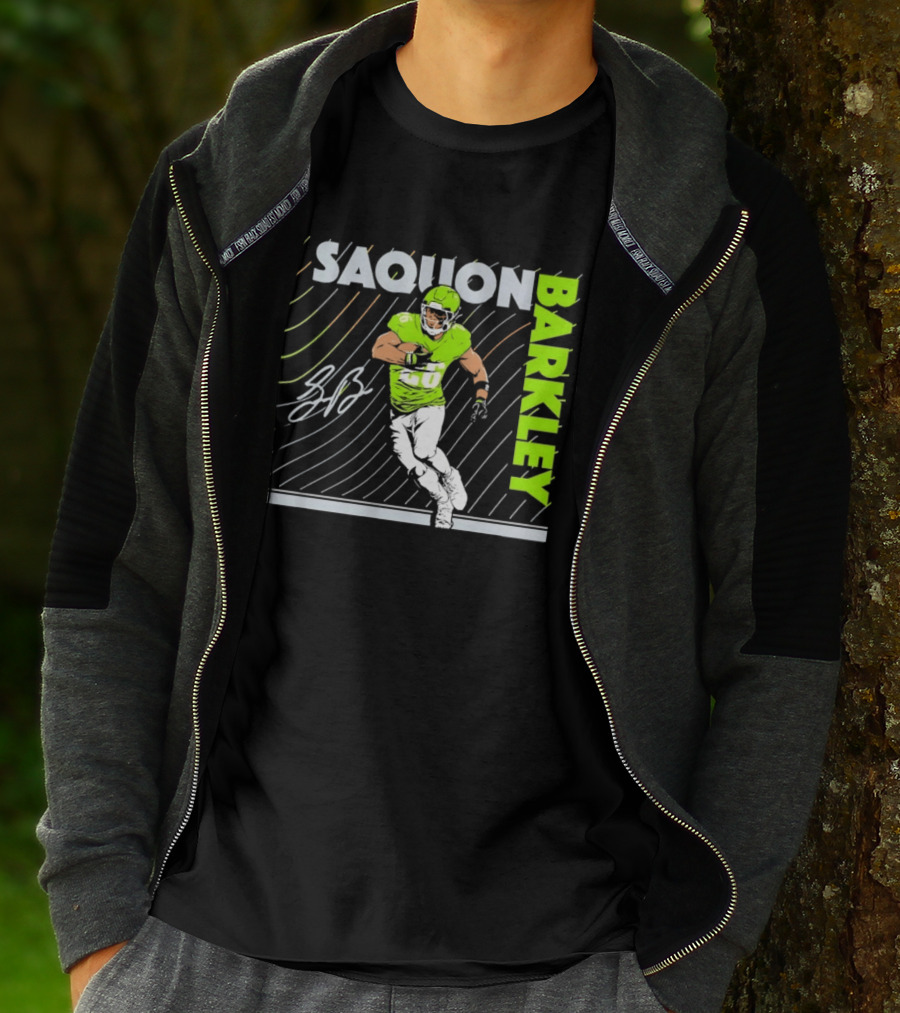 Saquon Barkley 26 Running Back Neon Green Philadelphia Eagles T-Shirt
