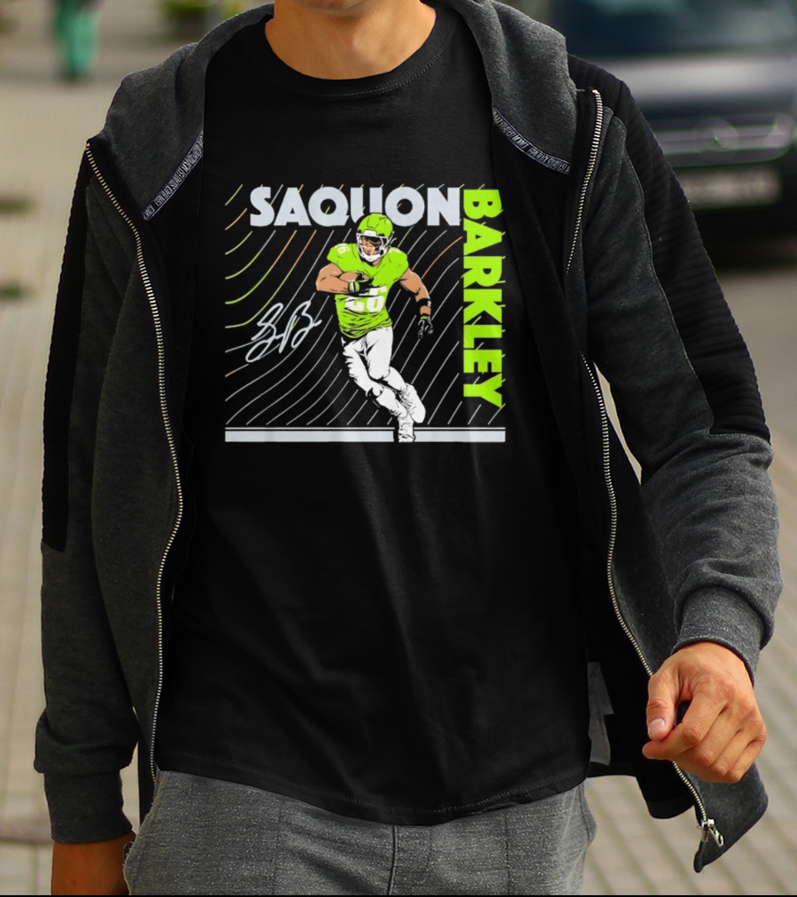 Saquon Barkley 26 Running Back Neon Green Philadelphia Eagles T-Shirt
