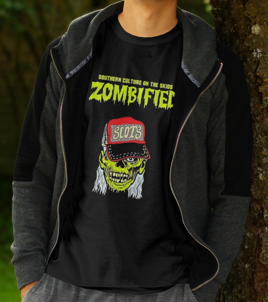 Southern Culture On The Skids Zombified Scots Skeleton With Red Cap T-Shirt