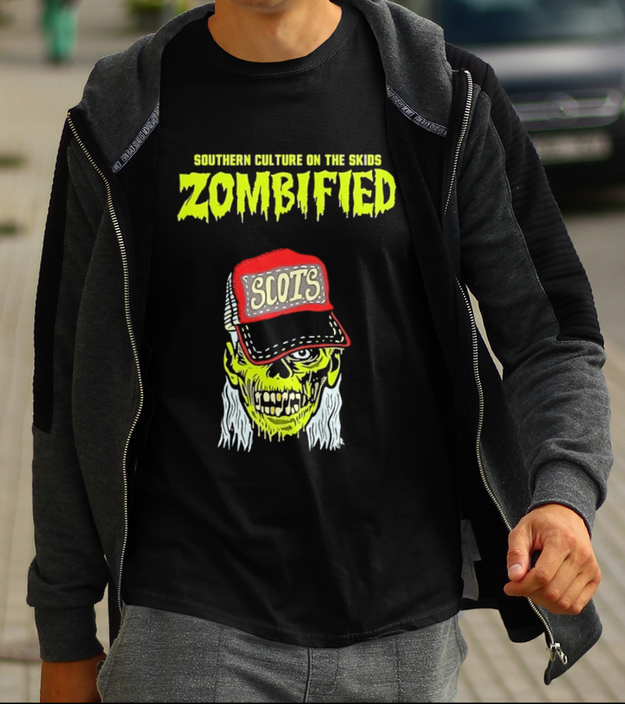 Southern Culture On The Skids Zombified Scots Skeleton With Red Cap T-Shirt