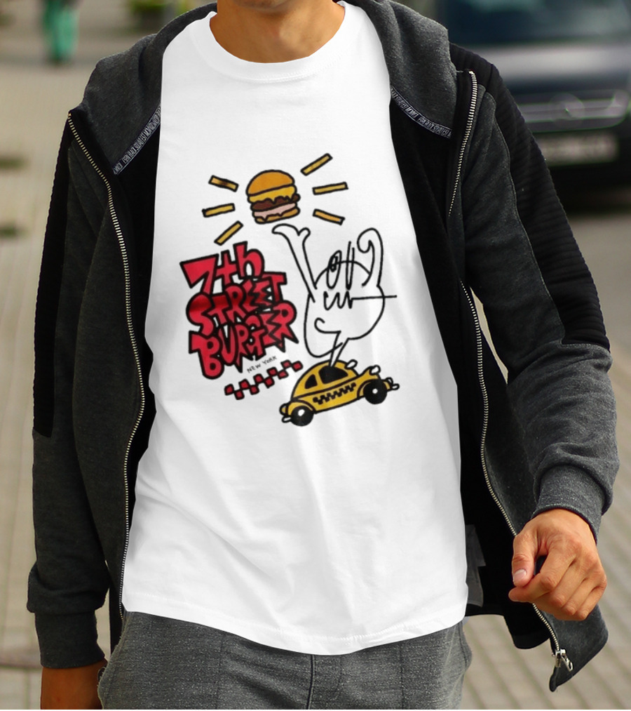 7th Street Burger Taxi With Burger And Sunbeam T-Shirt