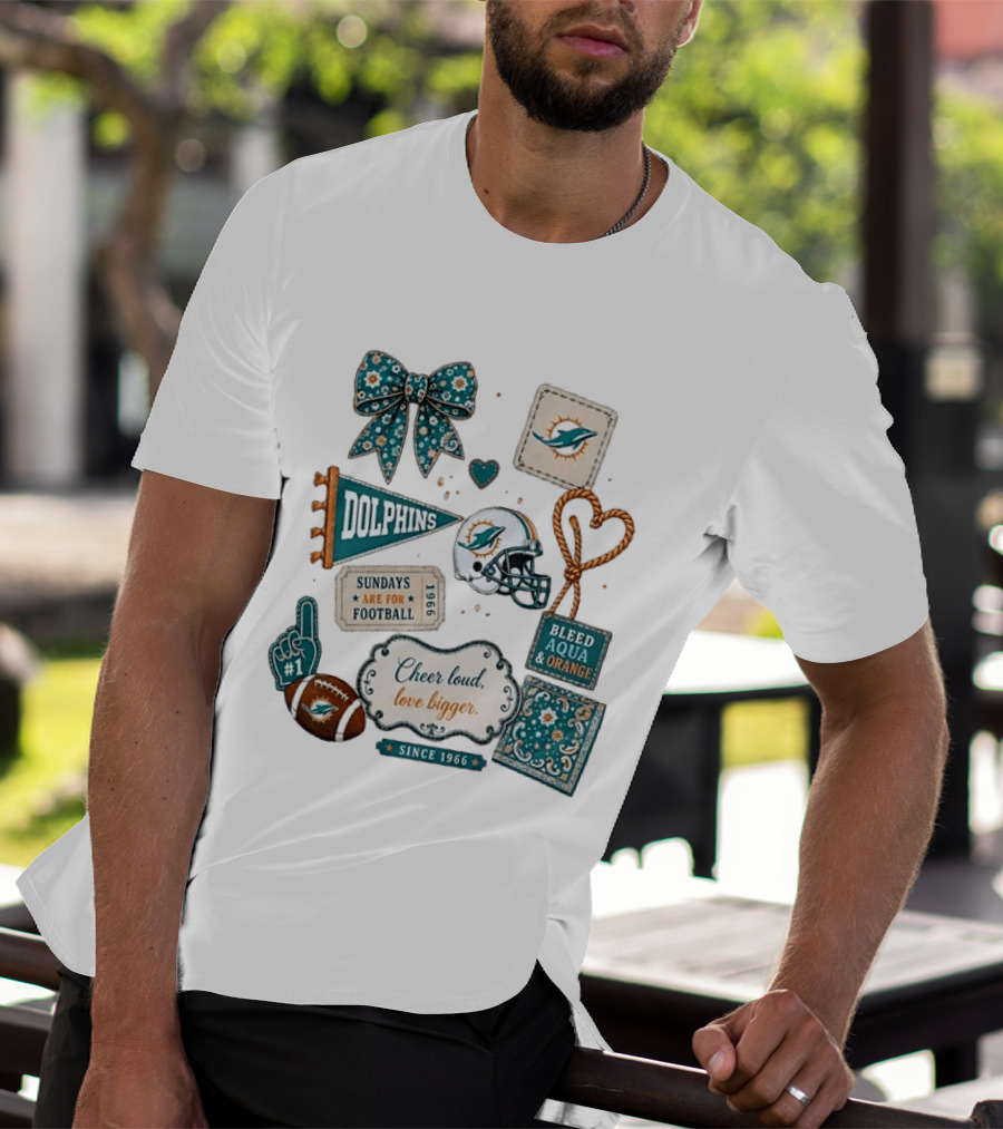 Miami Dolphins Cheer Loud Bleed Aqua Sundays Since 1966 T-Shirt