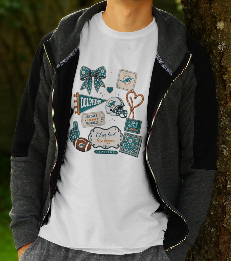 Miami Dolphins Cheer Loud Bleed Aqua Sundays Since 1966 T-Shirt