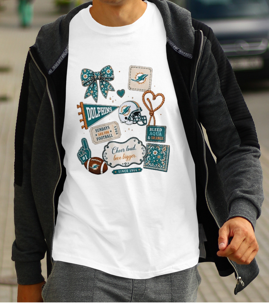 Miami Dolphins Cheer Loud Bleed Aqua Sundays Since 1966 T-Shirt