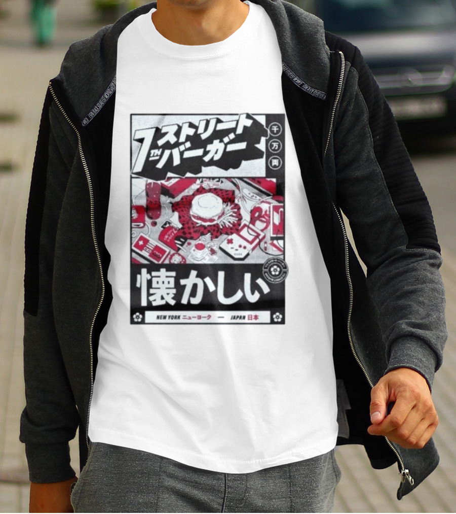 Natsukashii Street Burger New York Japan Retro Gaming T-Shirt
