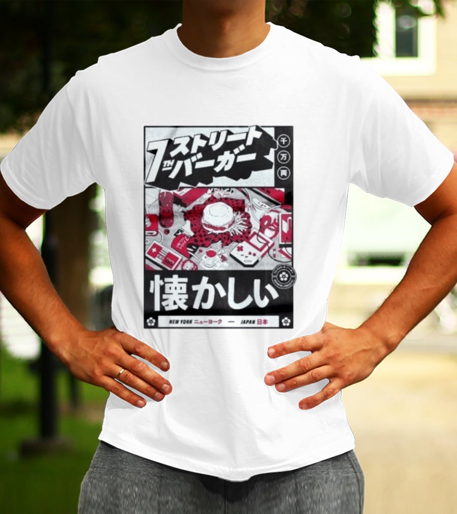 Natsukashii Street Burger New York Japan Retro Gaming T-Shirt