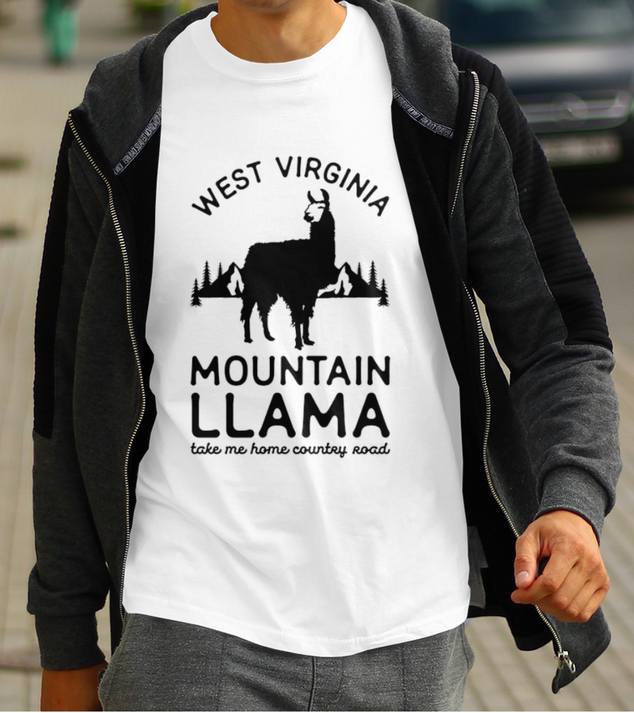 West Virginia Mountain Llama Take Me Home Country Road T-Shirt