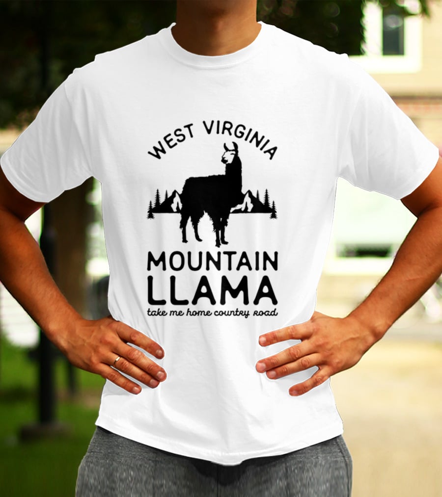 West Virginia Mountain Llama Take Me Home Country Road T-Shirt