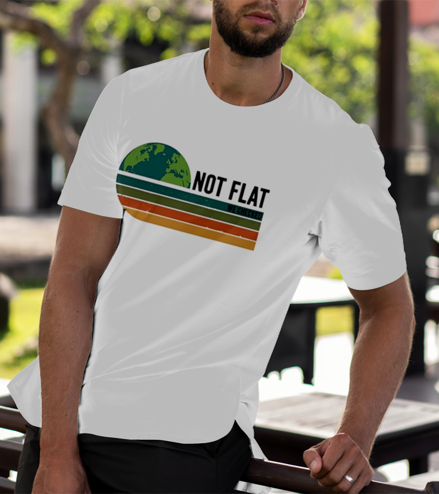 Not Flat We Checked Earth Globe Retro Stripes T-Shirt