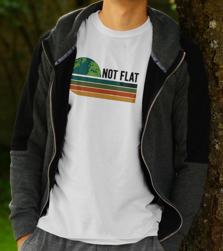 Not Flat We Checked Earth Globe Retro Stripes T-Shirt