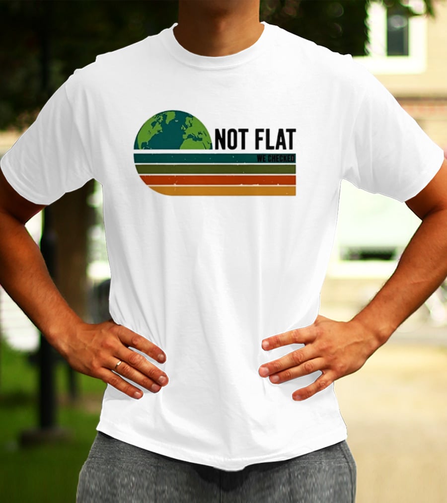Not Flat We Checked Earth Globe Retro Stripes T-Shirt