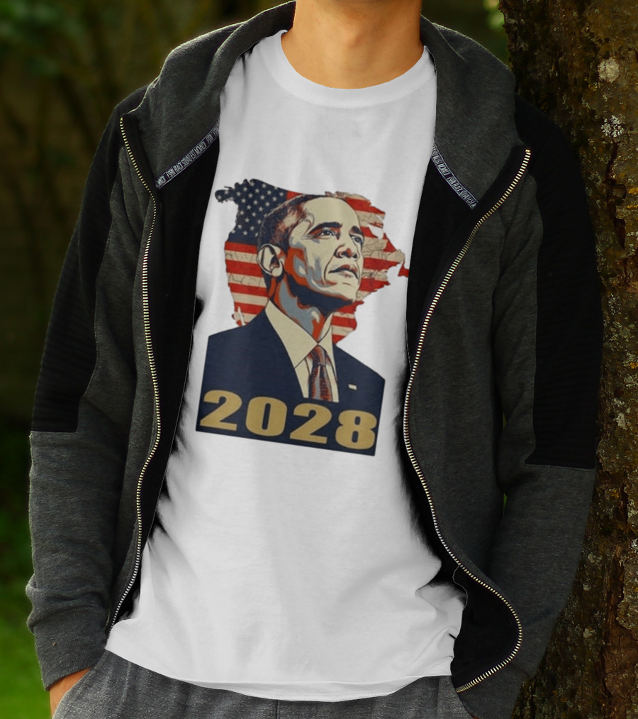 Obama 2028 With American Flag T-Shirt