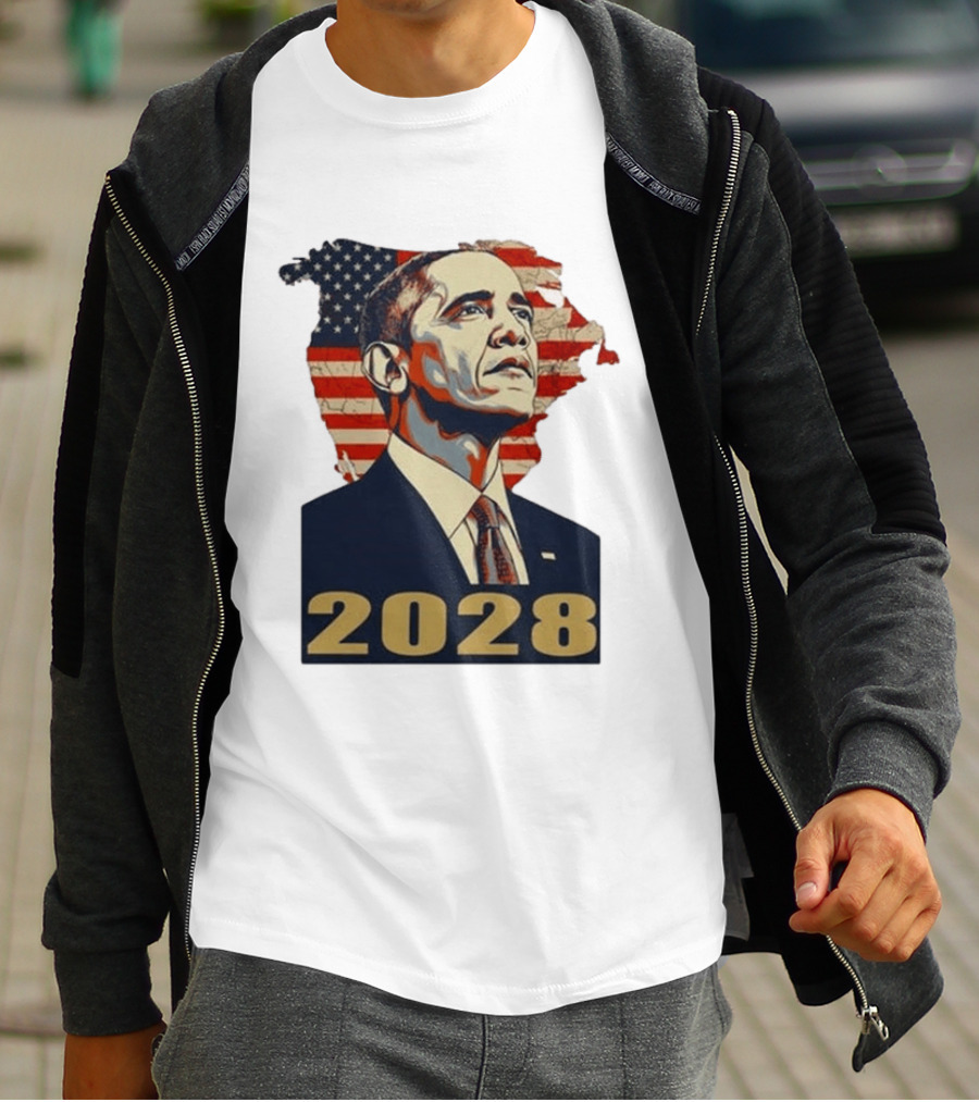 Obama 2028 With American Flag T-Shirt