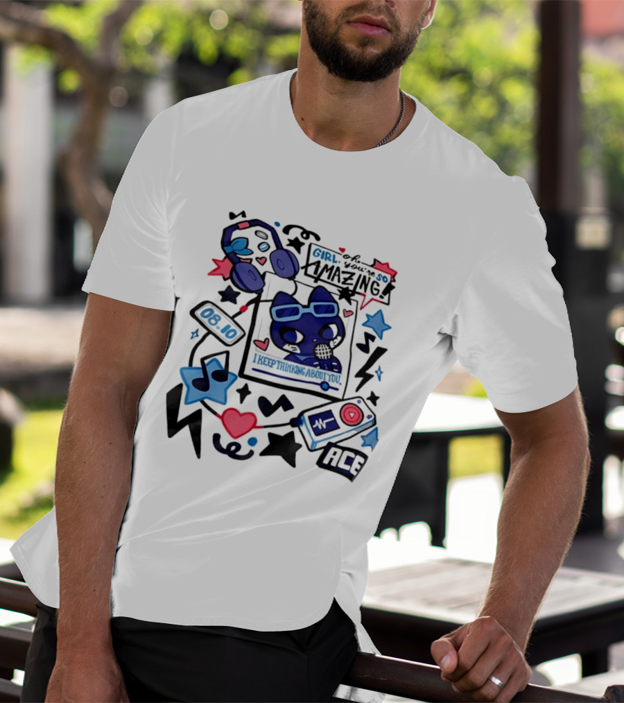 Oh Girl You're So Amazing Ace 0810 Music Style Retro Audio Visuals T-Shirt