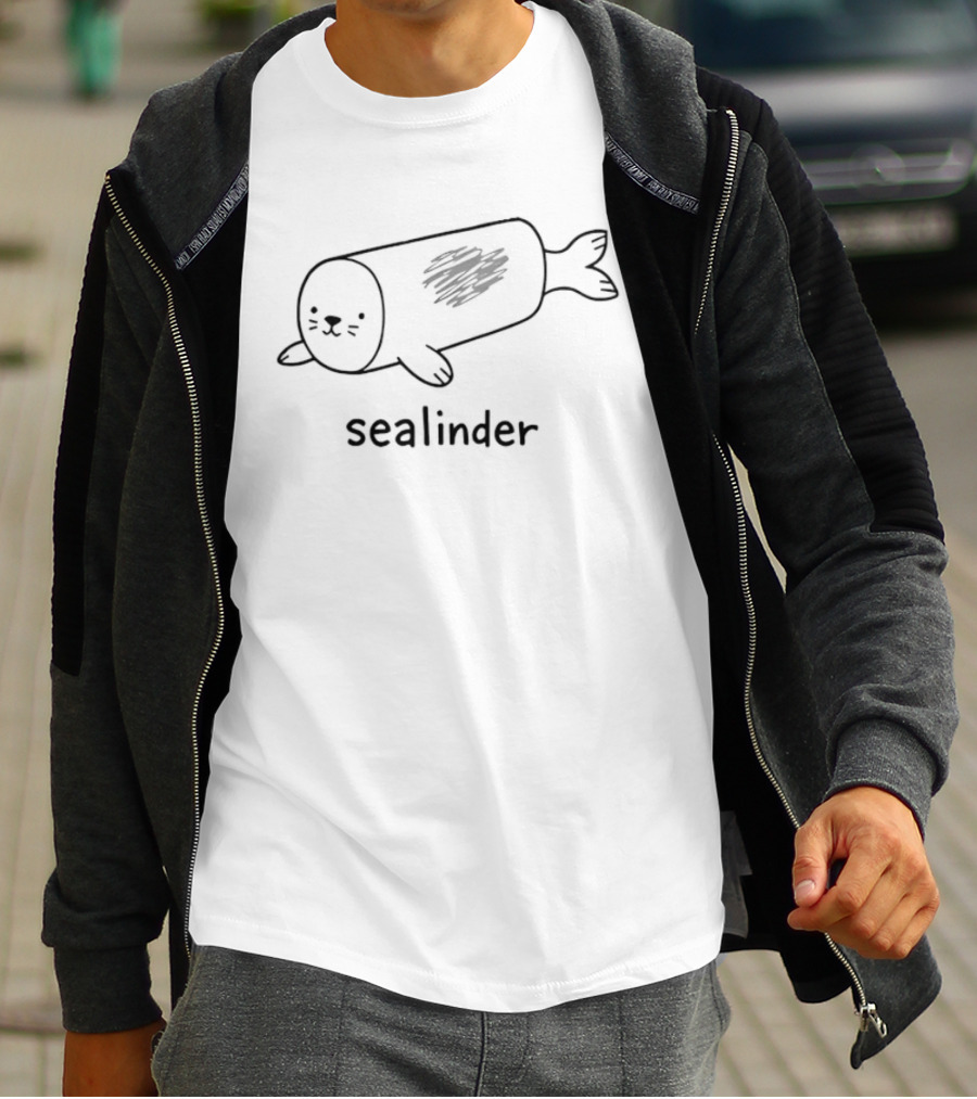 Sealinder Seal Cylinder Pun Animal Cute Drawing T-Shirt