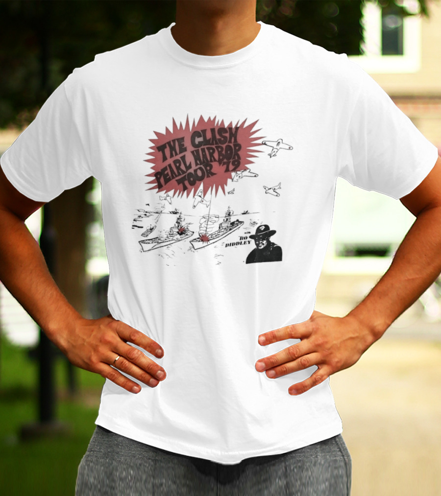 The Clash Pearl Harbor Tour 79 Bo Diddley Live Concert Vintage Punk Rock Music T-Shirt