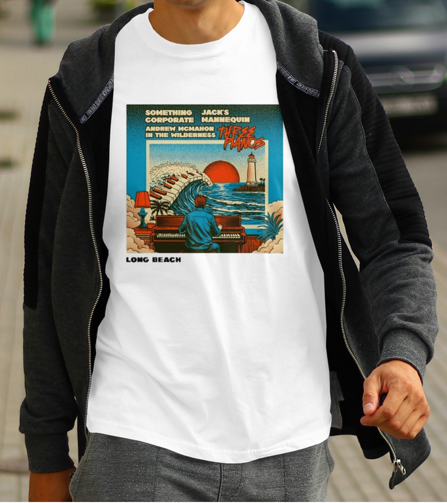 Andrew McMahon Three Pianos Long Beach Concert T-Shirt