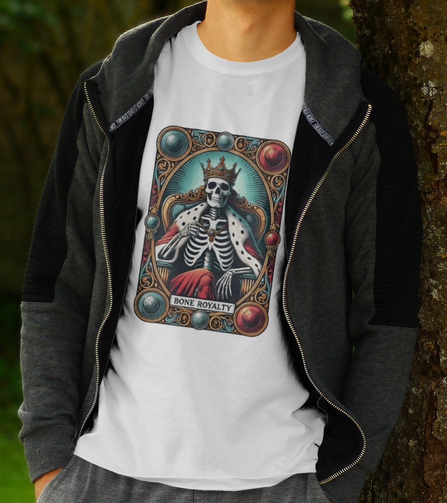 Bone Royalty Gothic Skeleton King Tarot T-Shirt