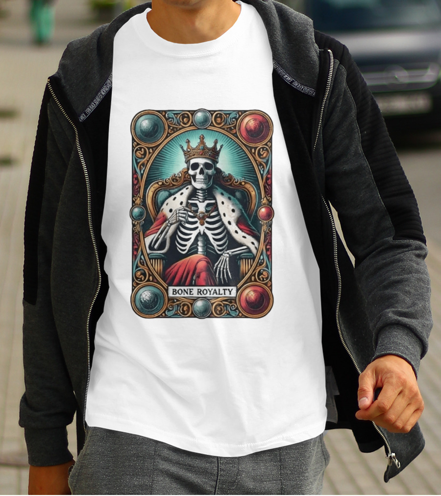 Bone Royalty Gothic Skeleton King Tarot T-Shirt