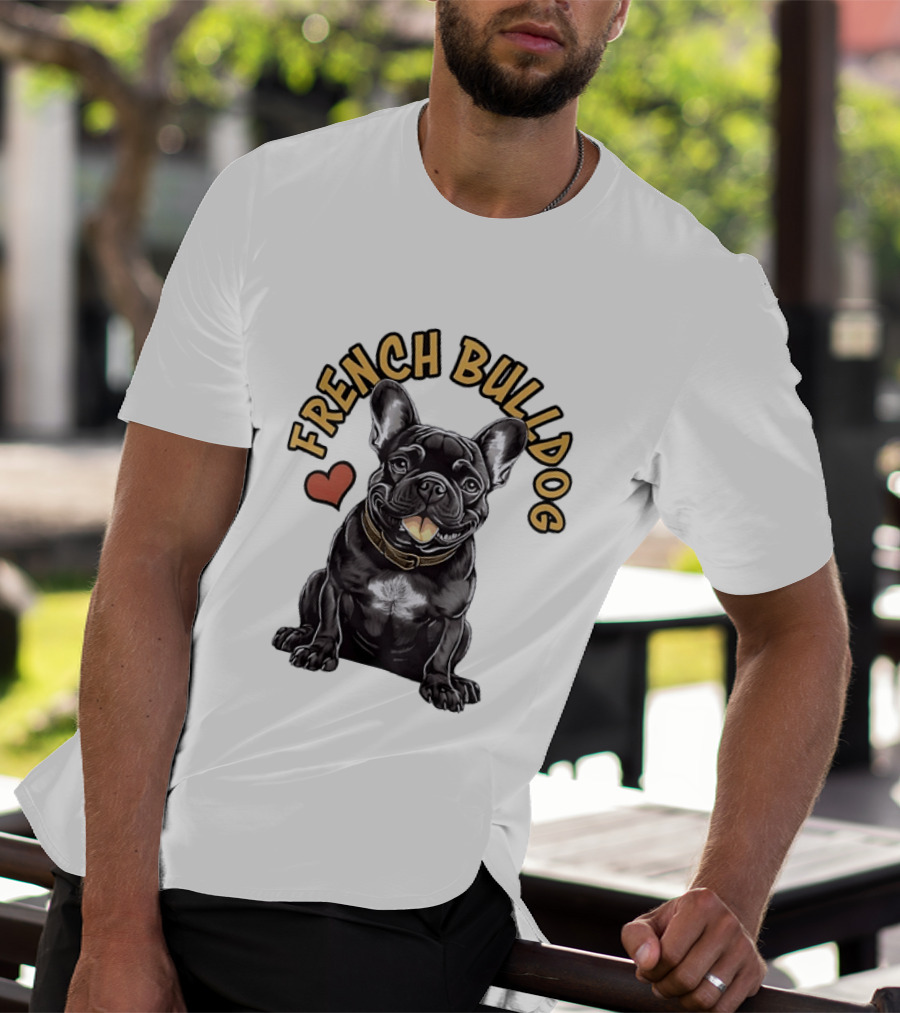 French Bulldog With Heart Frenchie Dog Lover T-Shirt
