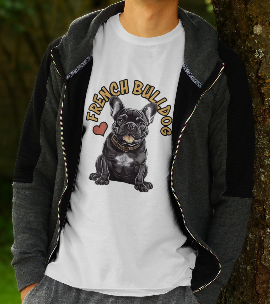 French Bulldog With Heart Frenchie Dog Lover T-Shirt