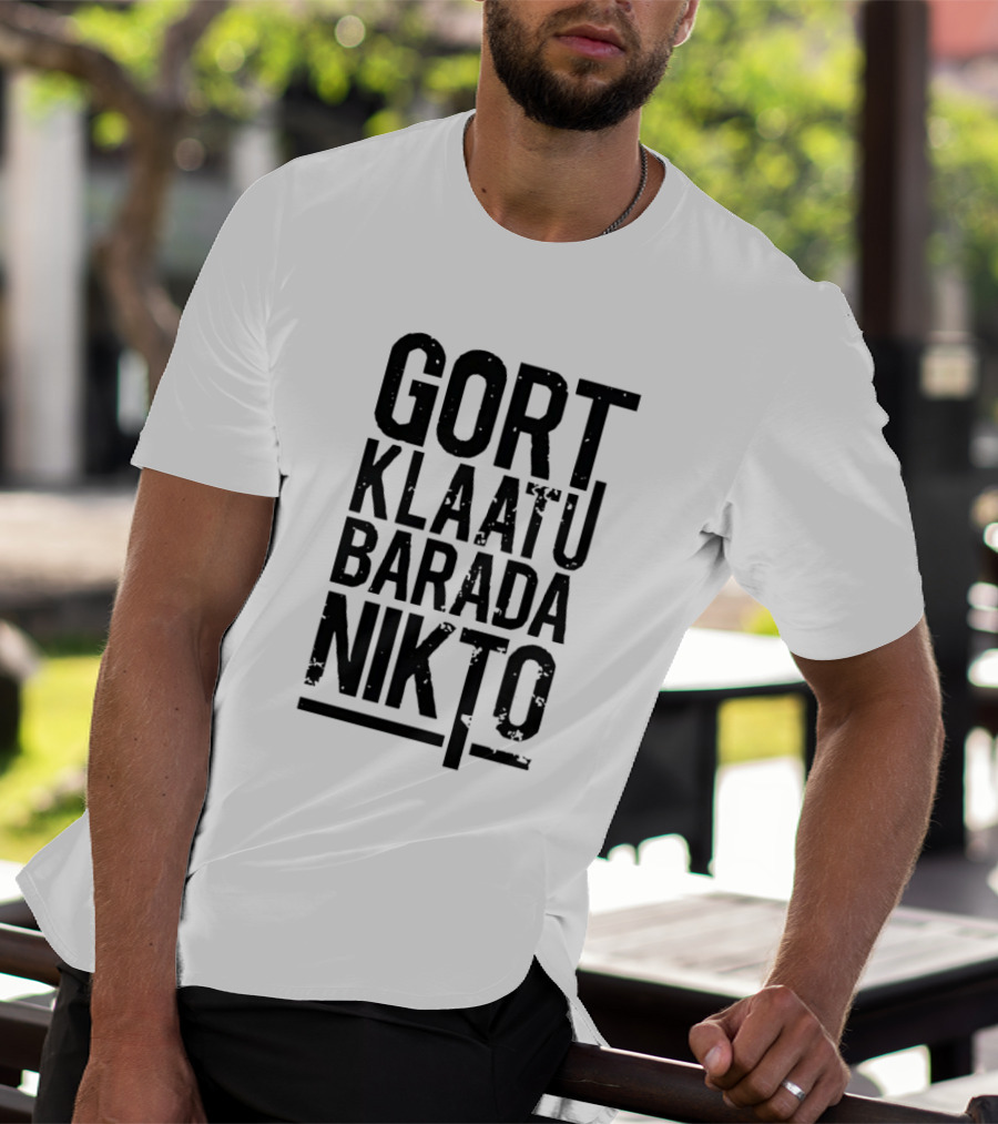 Gort Klaatu Barada Nikto Distressed The Day The Earth Stood Still T-Shirt