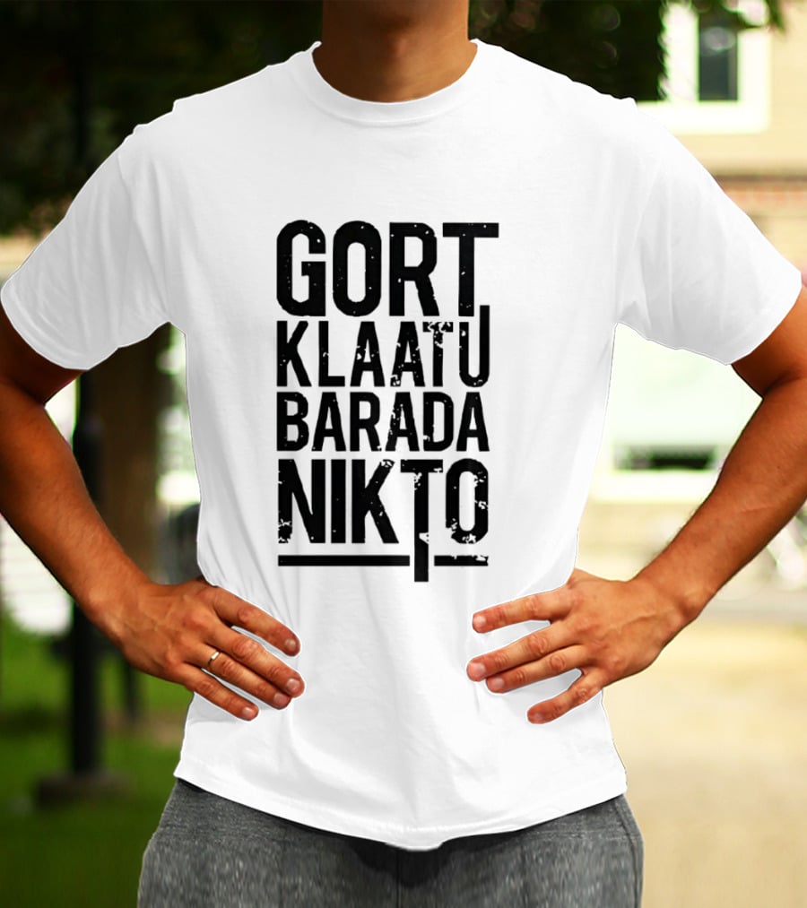Gort Klaatu Barada Nikto Distressed The Day The Earth Stood Still T-Shirt