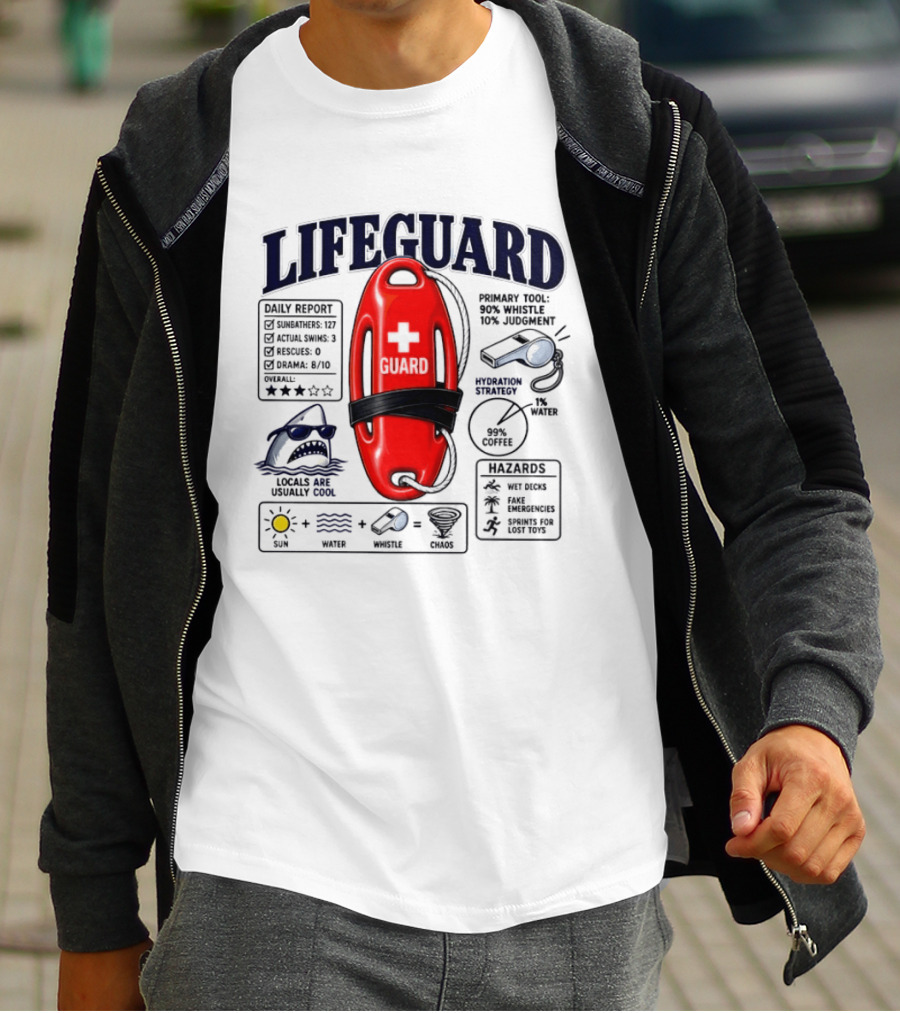 Lifeguard Daily Report Coffee And Whistle Chaos T-Shirt