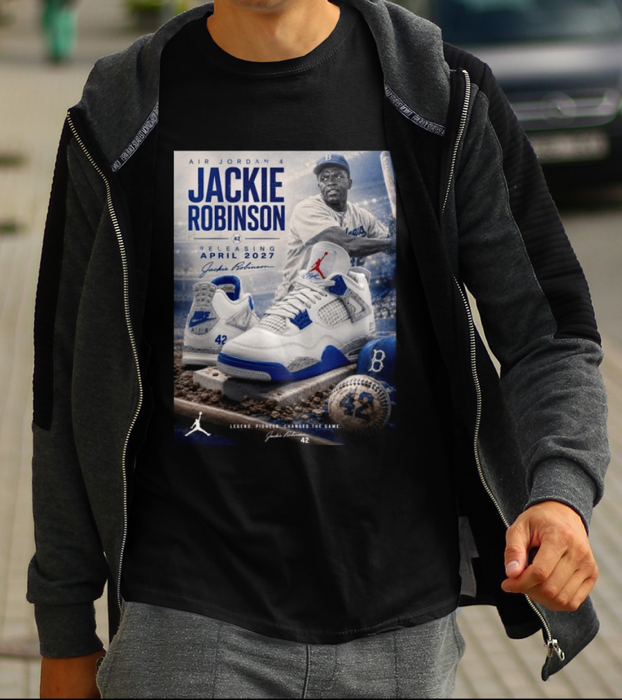 Air Jordan 4 Jackie Robinson April 2027 Release Baseball Legend 42 Nike Dodgers T-Shirt
