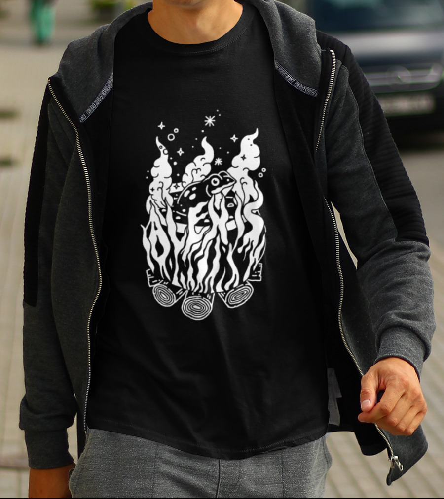 Alexisonfire Boiled Frogs Surreal Cartoon Frog With Flaming Logs T-Shirt