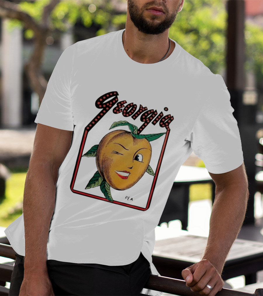 Georgia Peach Vintage Winking Icon Savannah Macon Atlanta Augusta 1950's T-Shirt