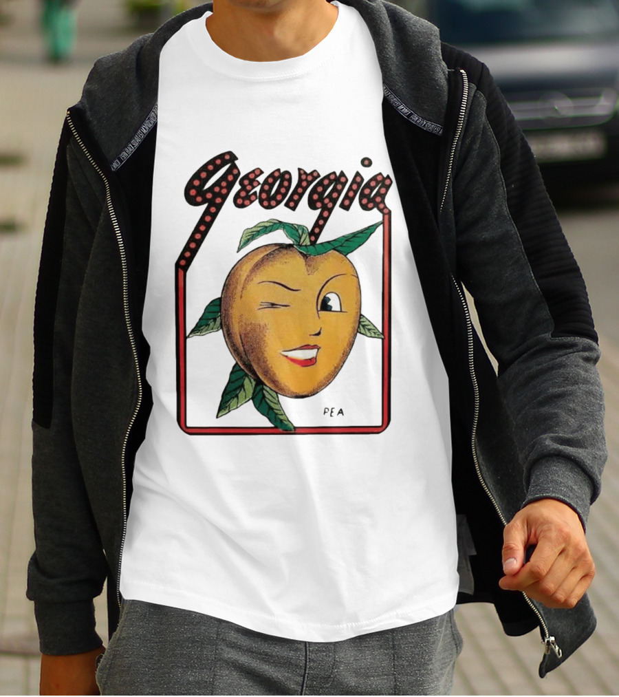 Georgia Peach Vintage Winking Icon Savannah Macon Atlanta Augusta 1950's T-Shirt