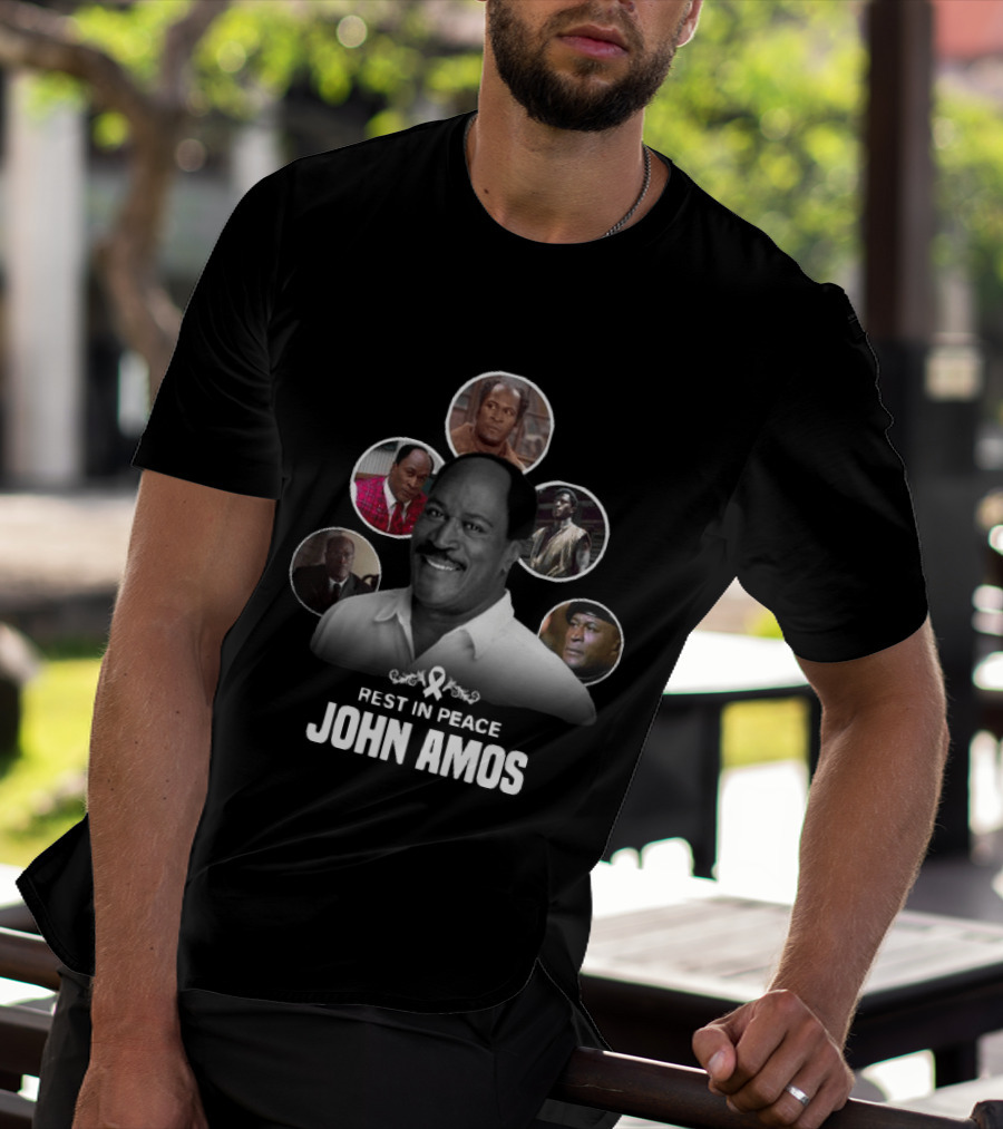 Rest In Peace John Amos Ribbon Tribute With Iconic Role Images T-Shirt
