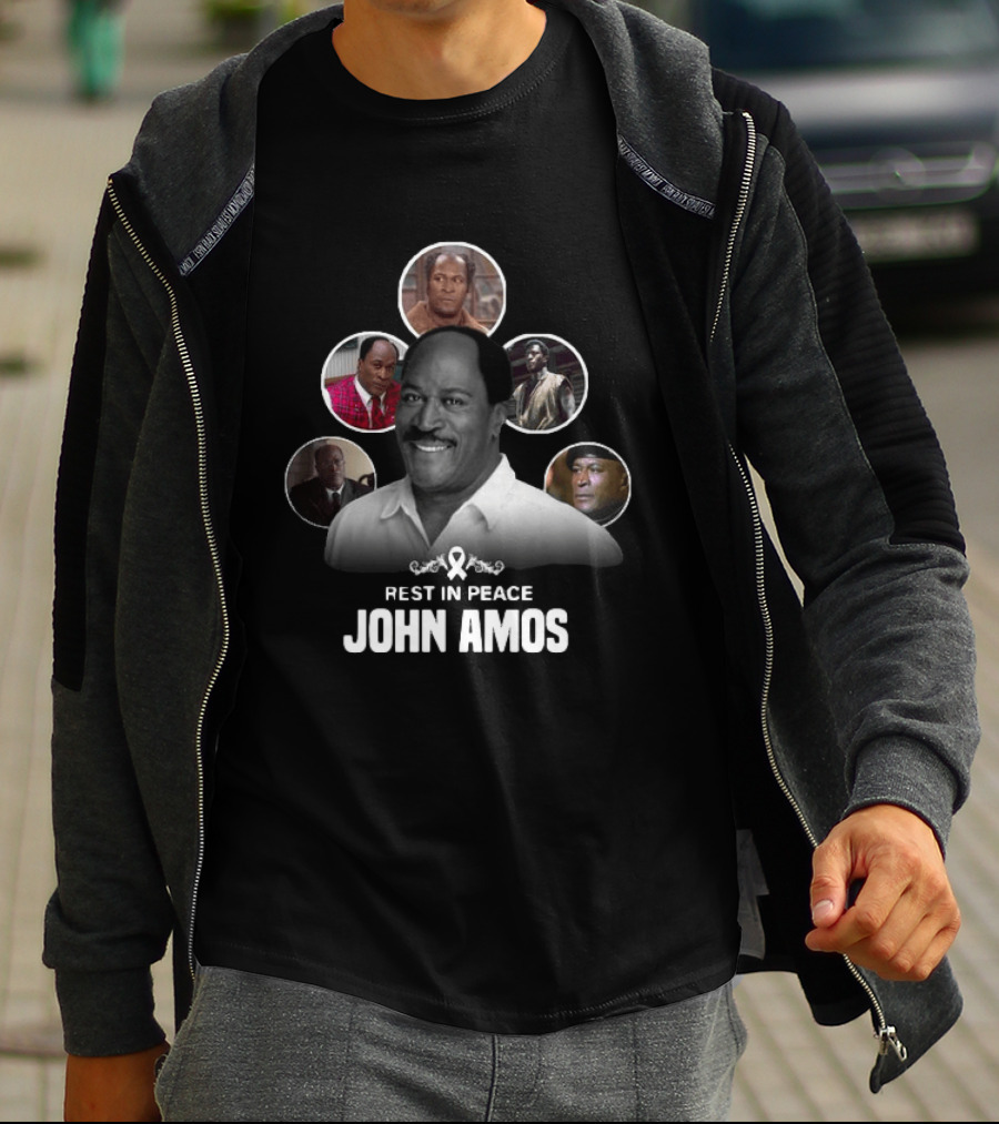 Rest In Peace John Amos Ribbon Tribute With Iconic Role Images T-Shirt
