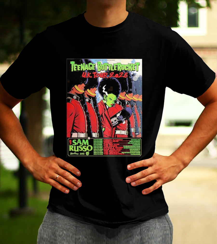 Teenage Bottlerocket UK Tour 2026 Sam Russo Dates Dublin Glasgow Brixton London T-Shirt