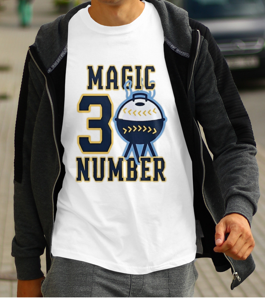 Milwaukee Brewers Magic Number 3 Baseball Grill Sports T-Shirt