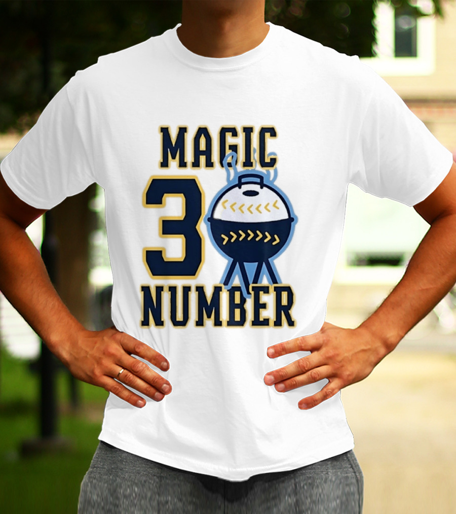Milwaukee Brewers Magic Number 3 Baseball Grill Sports T-Shirt