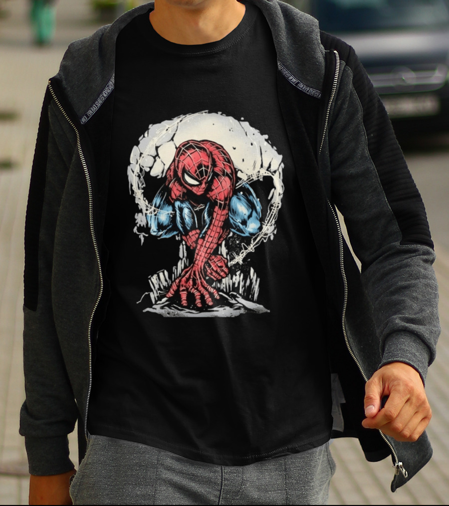 Spider Man Crouching Hero Marvel Comic Book T-Shirt