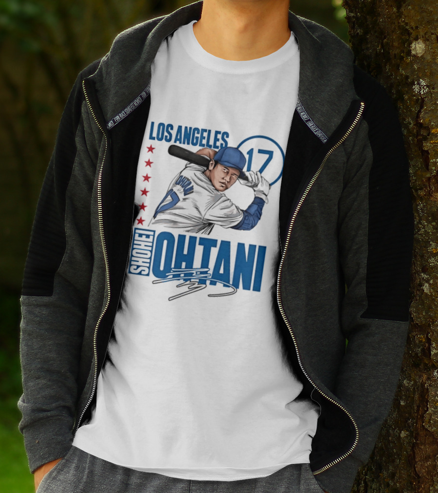 Los Angeles Shohei Ohtani 17 MLB Baseball Player Graphic With Stars T-Shirt