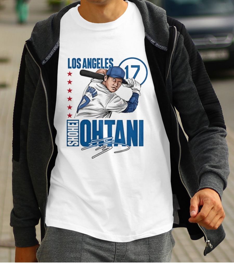 Los Angeles Shohei Ohtani 17 MLB Baseball Player Graphic With Stars T-Shirt