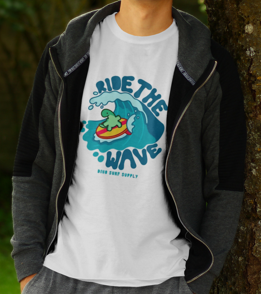 Ride The Wave Turtle Surfing Dino Surf Supply T-Shirt