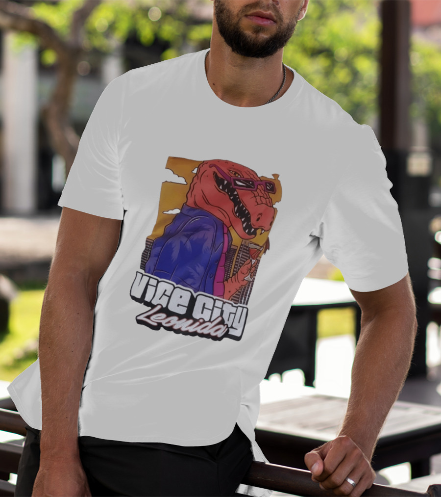 Vice City Leonida Rex Dinosaur Gaming Retro Vibes T-Shirt