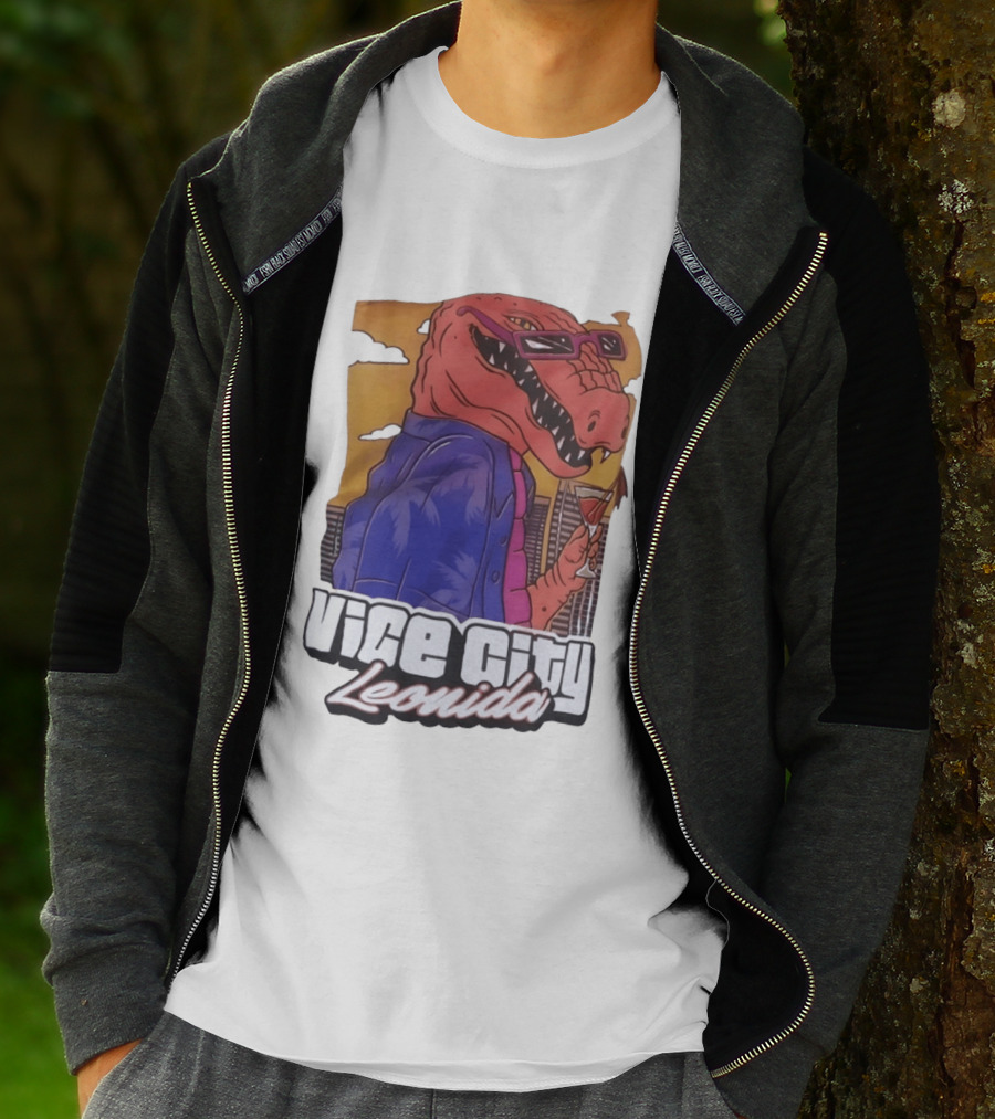 Vice City Leonida Rex Dinosaur Gaming Retro Vibes T-Shirt