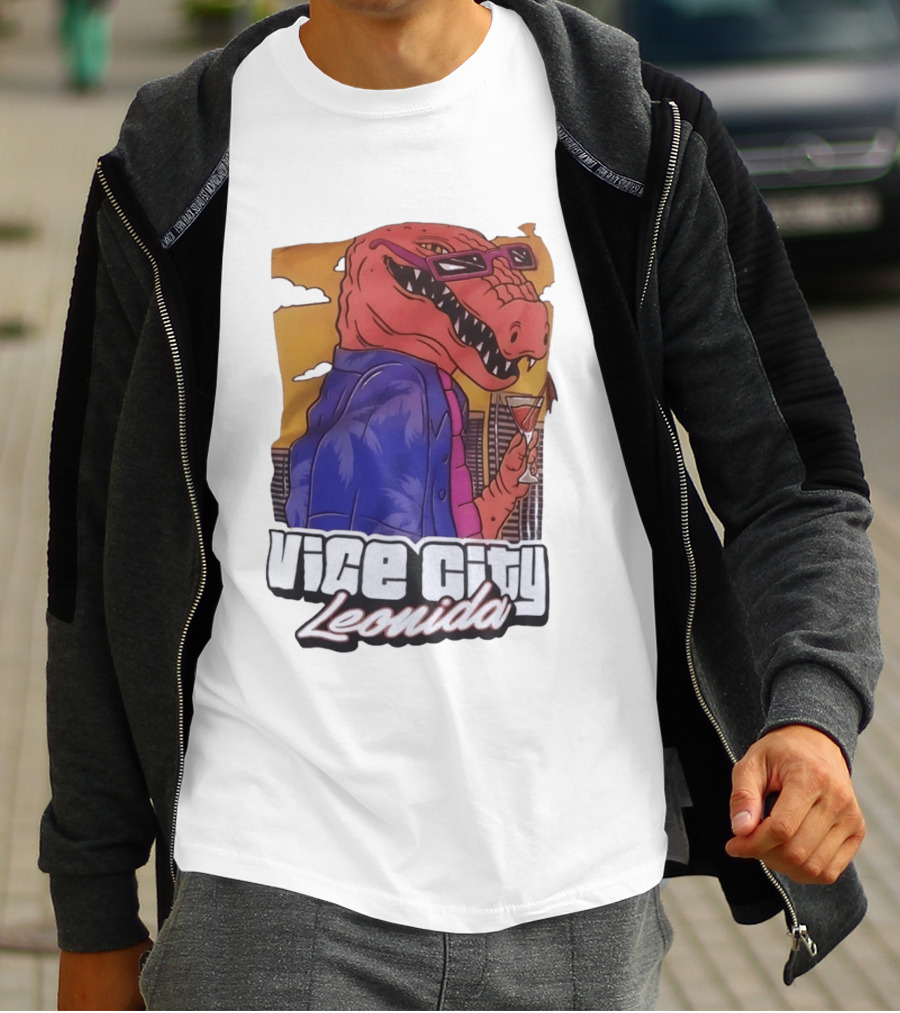 Vice City Leonida Rex Dinosaur Gaming Retro Vibes T-Shirt