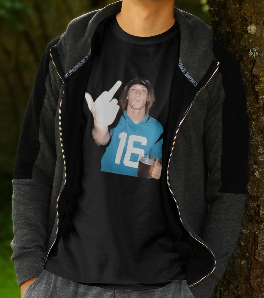 Trevor Lawrence Jersey 16 Middle Finger Beer Cigarette Jacksonville Jaguars T-Shirt