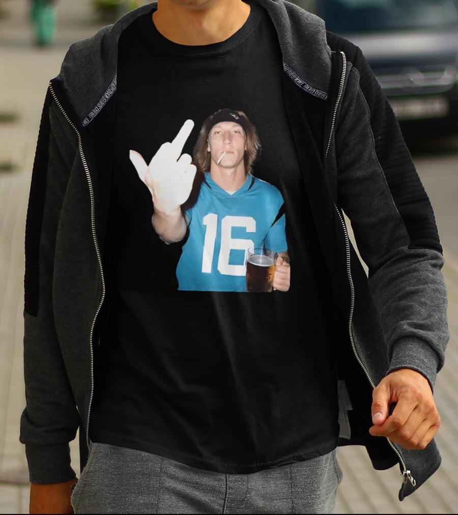 Trevor Lawrence Jersey 16 Middle Finger Beer Cigarette Jacksonville Jaguars T-Shirt
