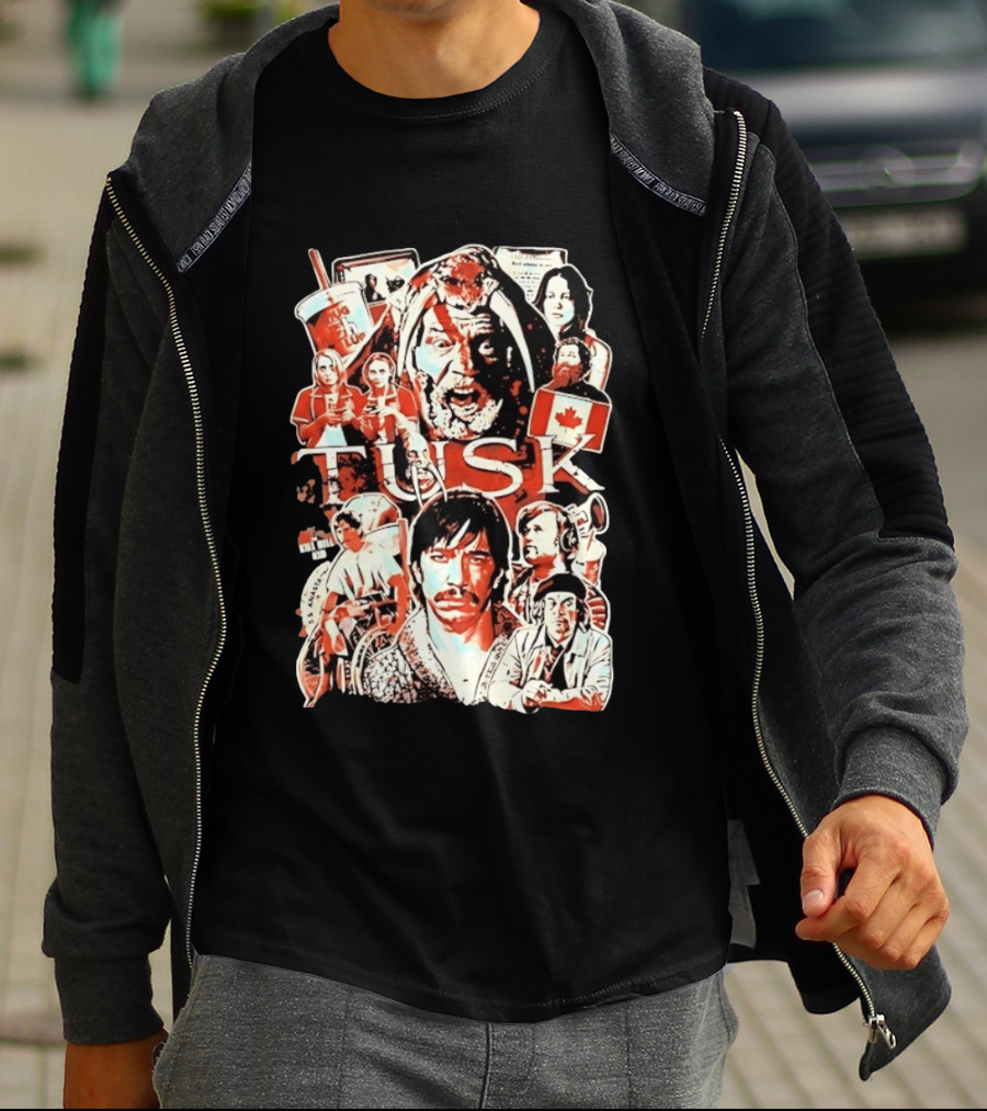 Tusk Movie Kevin Smith Justin Long Cast Collage T-Shirt