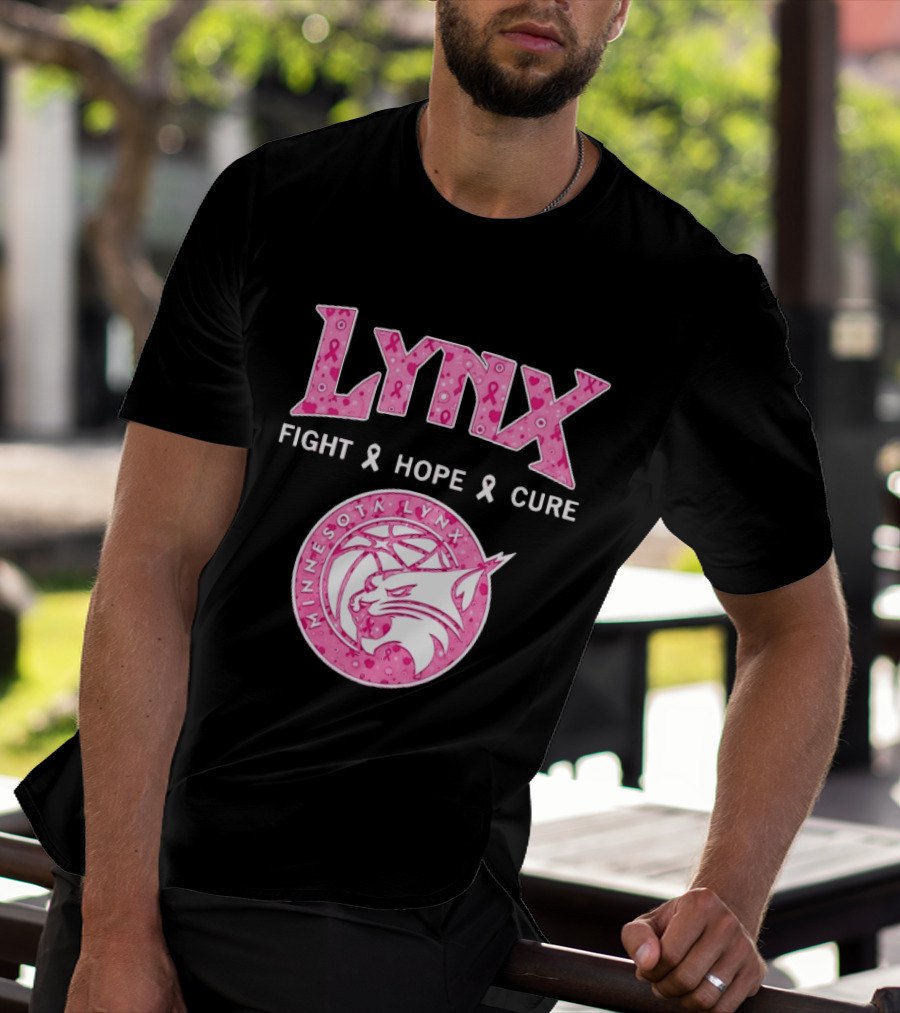 Minnesota Lynx Fight Hope Cure Breast Cancer Awareness Pink Ribbon T-Shirt