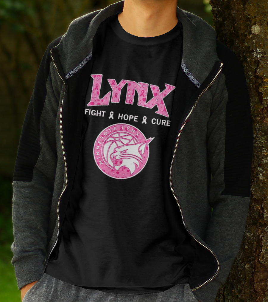Minnesota Lynx Fight Hope Cure Breast Cancer Awareness Pink Ribbon T-Shirt