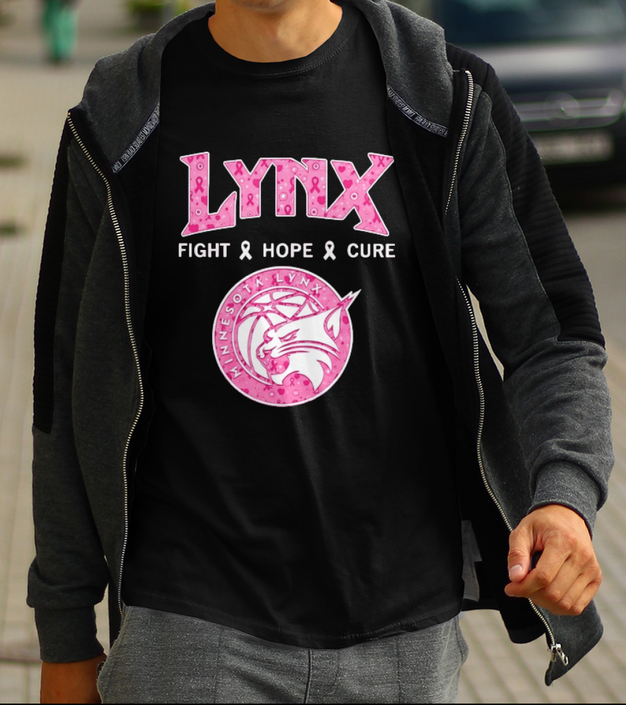 Minnesota Lynx Fight Hope Cure Breast Cancer Awareness Pink Ribbon T-Shirt